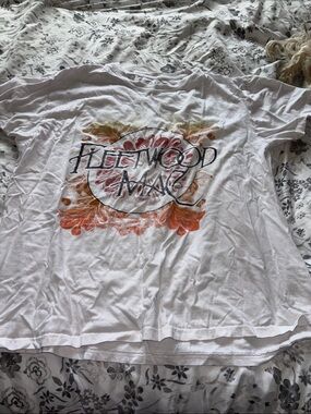 Fleetwood Mac White Graphic Tee - Floral Band Design